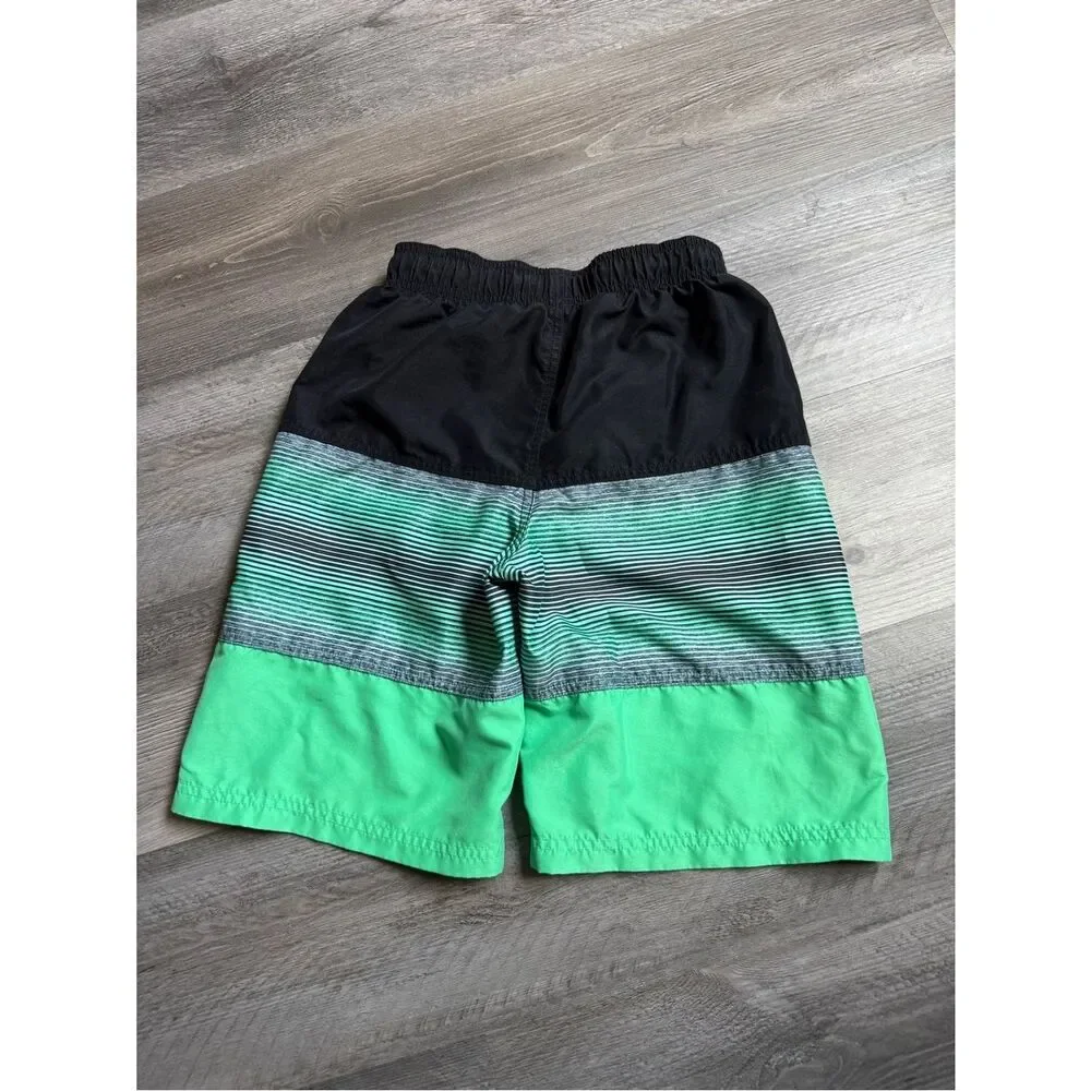 Under Armour Swim Trunks Boys Medium Black Green Summer Vacation